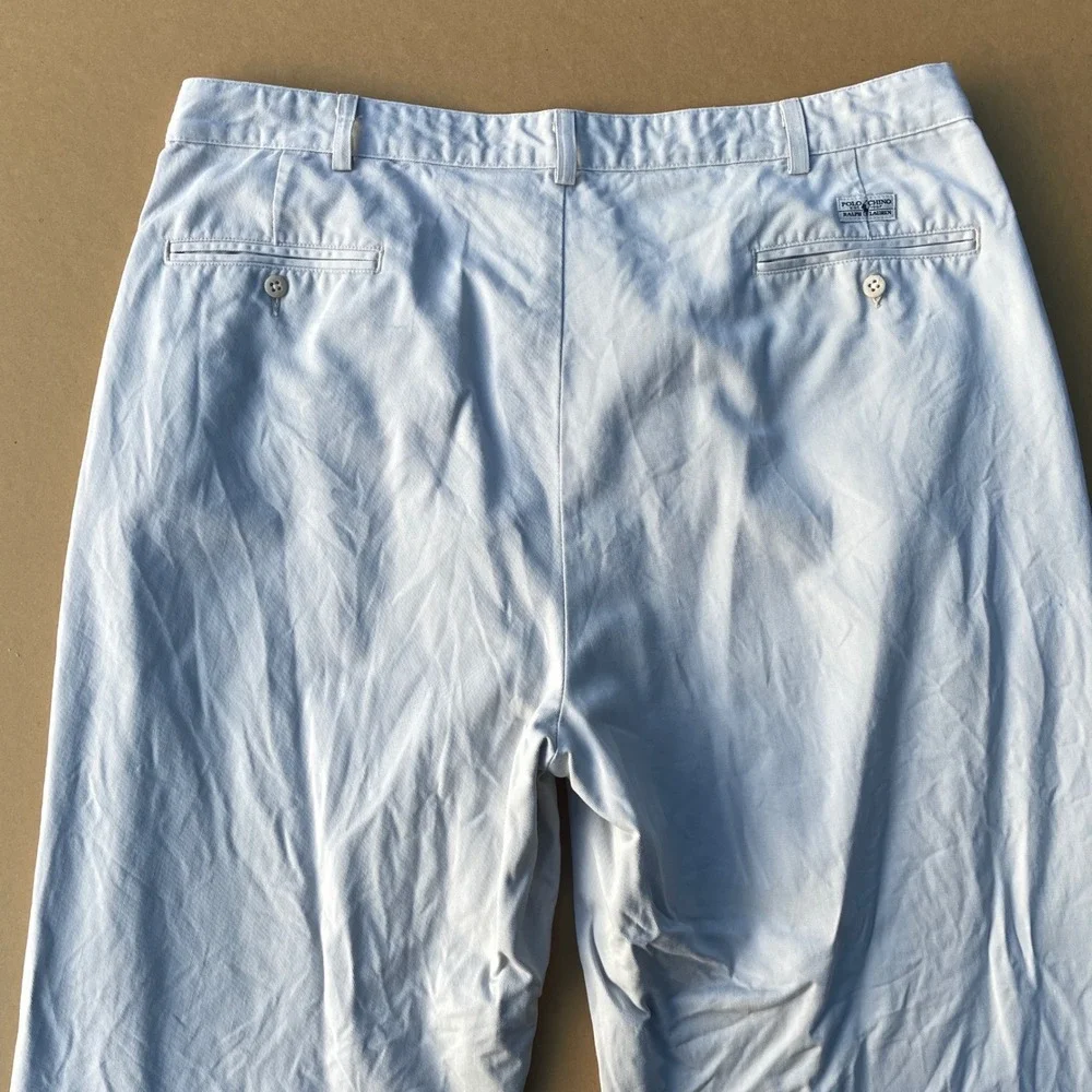 Vintage Polo Ralph Lauren Andrew Pants Men 40x30 White Pleated Chino Made In USA